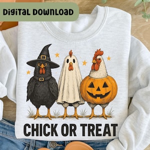 Retro Halloween Chicken Png, Chick Or Treat Png, Funny Spooky Chicken Png, Trendy Halloween Shirt Design, Spooky Season Png, Pumpkin H137