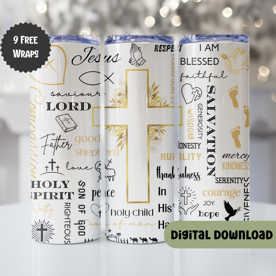 Religious Samples Religious Inspirational 20oz Tumbler Wrap PNG, Seamless, Religion Faith ...