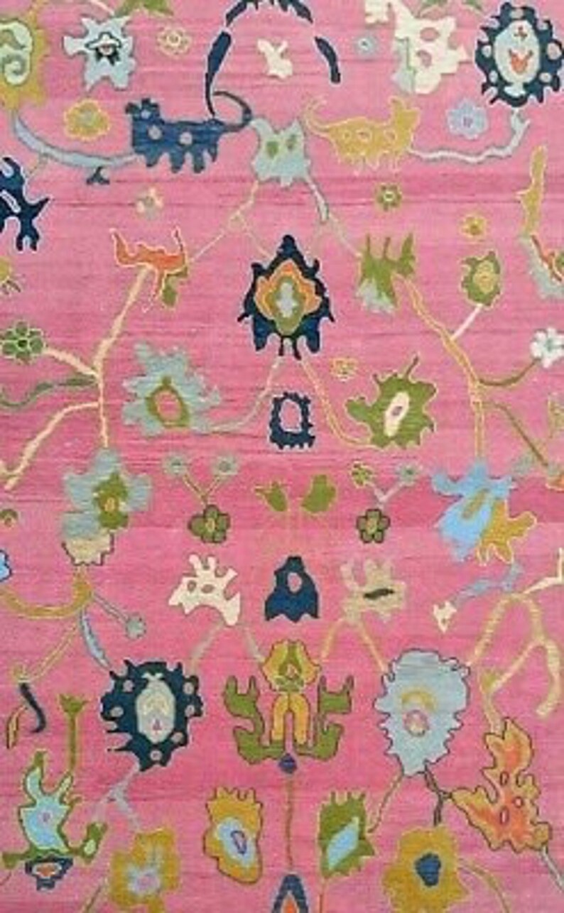 Pink Oushak Rug Hand Knotted Classic Rug Contepomoary Rug 5X8, 6X9. 8x10, 9x12, 10X14 Rug Hand