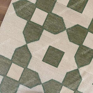 New Modern Oushak Rug Hand Knotted  Area Rug Handmade Wool Rug Green and Beige Rug Home Decor Rug for Living Bedroom Office and Custom Rugs