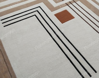 Hand Tufted Wool Area Rug: Modern Geometric Home Decor