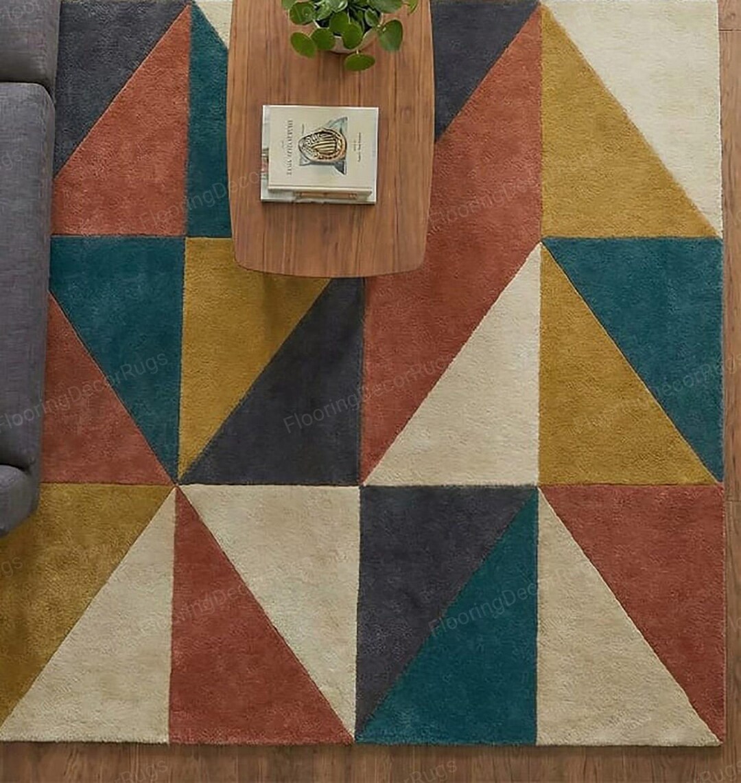 Carter Rugs Geometric Modern Geometric Wool Area Rug Hand Tufted Multicolor Carpet Living ...