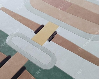 Hand-Tufted Wool Area Rug: Modern Geometric Design