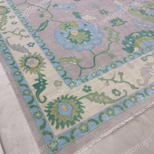 9x12 Vintage Oushak Area Rug Handmade Wool Rug Hand Knotted Oushak Rug Home Decor Rugs for Living Bedroom Office and Custom Rug 8x10 10x14