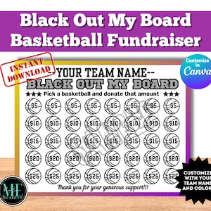 Black Out My Board Basketball Fundraiser Template *INSTANT DOWNLOAD*