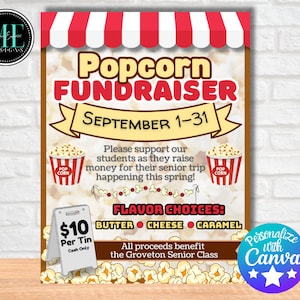 EDITABLE Popcorn Fundraiser Template - Etsy