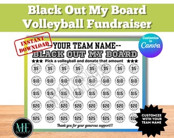 Plantilla para recaudar fondos de voleibol Black Out My Board *DESCARGA INSTANTE*