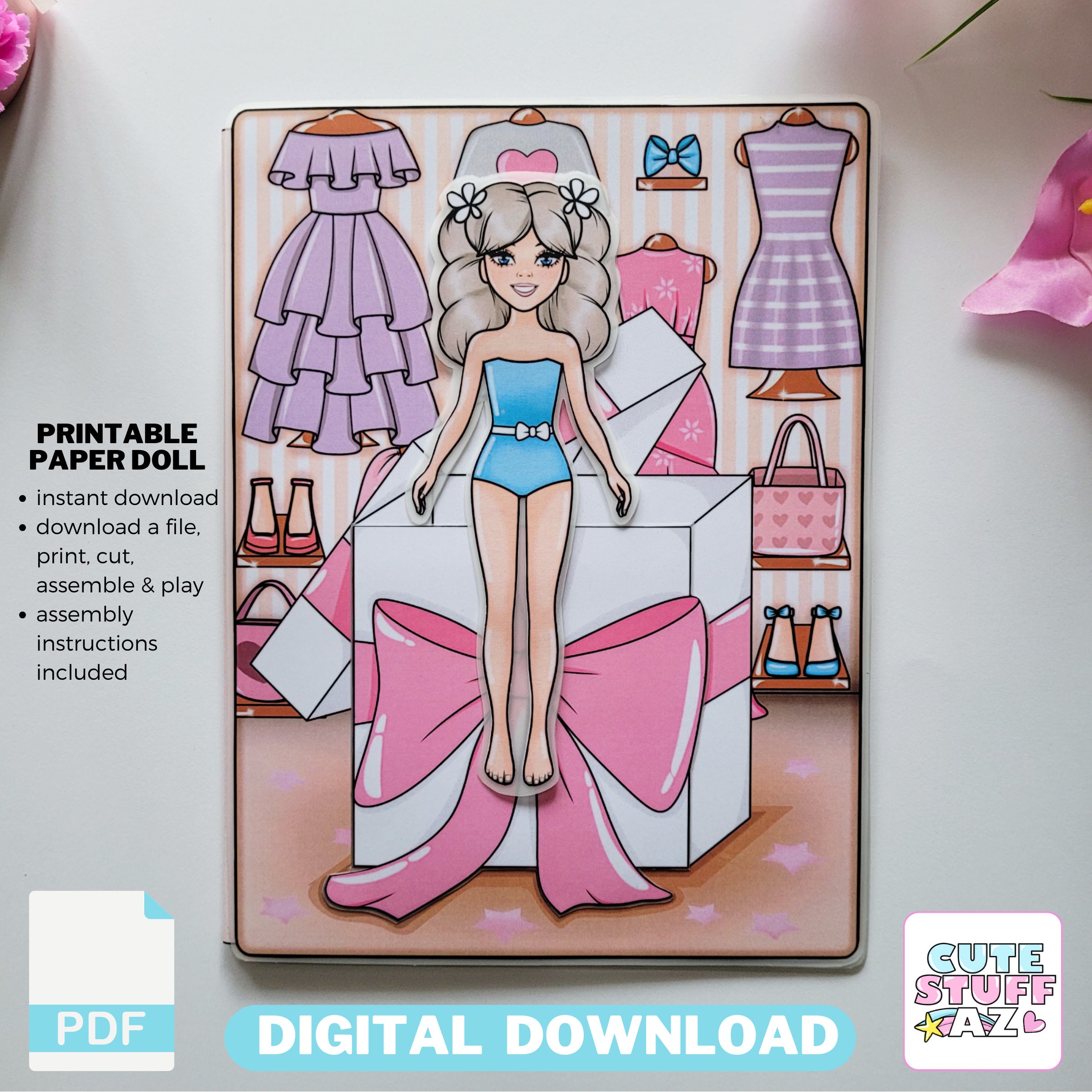 A4 Printable Magnetic Paper Dress up Dolls. SEN 