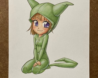 Kleine grüne Chibi-Kapuze