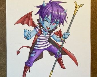 Duivelse chibi-kunst, originele illustratie