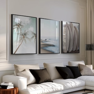3 Piece Surfing Poster Set: Beachy Surfboard Wall Art (Digital Download)