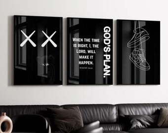 Motivational Wall Art | KAWS Poster, Hypebeast Decor, Masculine Wall Art | Modern Motivational Poster for Office, Bedroom, Home Decor KPS3