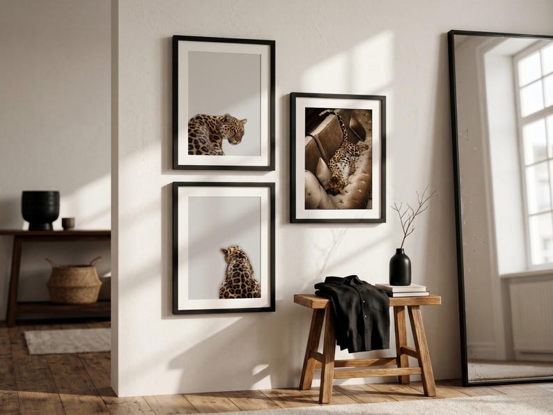 3 Piece Cheetah Wall Art | Cheetah Poster | Dopamine Decor | Black and White Luxury Fashion Poster | Hypebeast Decor CPS1 image 14