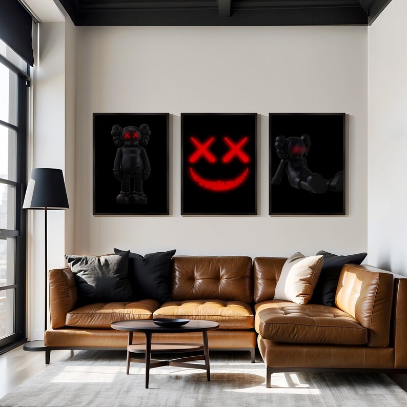 KAWS Figur Poster 3er Set: Hypebeast Dekor, Dopamin Wandkunst (Digitaler Download) KPS3 Bild 11