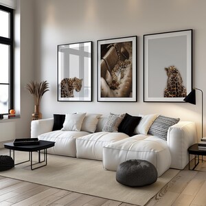 3 Piece Cheetah Wall Art | Cheetah Poster | Dopamine Decor | Black and White Luxury Fashion Poster | Hypebeast Decor CPS1 image 12