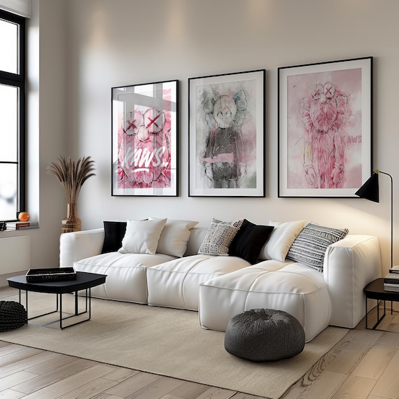 KAWS Figure & Hypebeast Decor | KAWS Wall Art, Hypebeast Room Decor, Hypebeast Wall Art | Digital KAWS Poster Set of 3 | Dopamine Decor KPS3