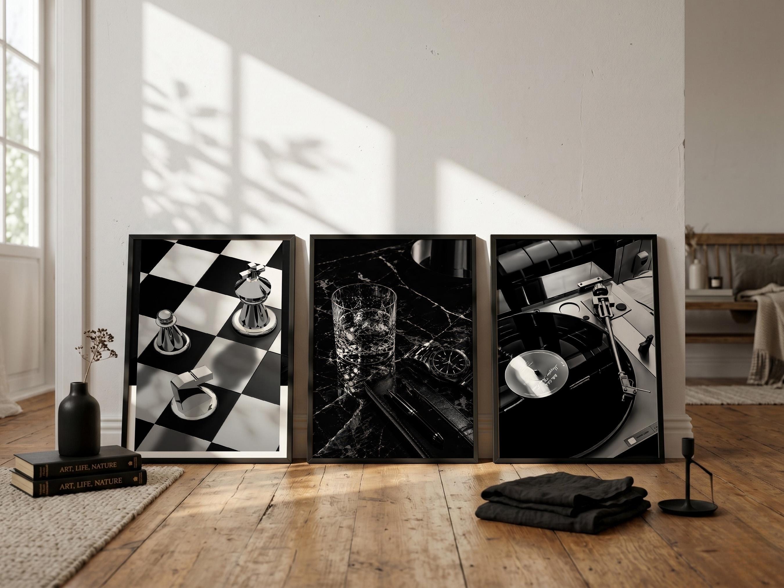 額装済/BLACK & WHITE SCOTCH/アート/ポスター/インテリア Black and White Whiskey Art - Etsy