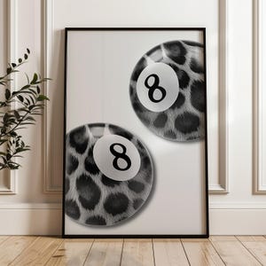 3 Piece Cheetah Wall Art | Cheetah Poster | Dopamine Decor | Black and White Luxury Fashion Poster | Hypebeast Decor, 8 Ball Print CPS1 image 14