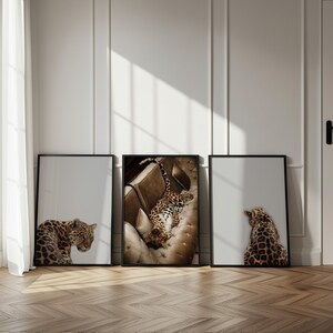 3 Piece Cheetah Wall Art | Cheetah Poster | Dopamine Decor | Black and White Luxury Fashion Poster | Hypebeast Decor CPS1 image 11