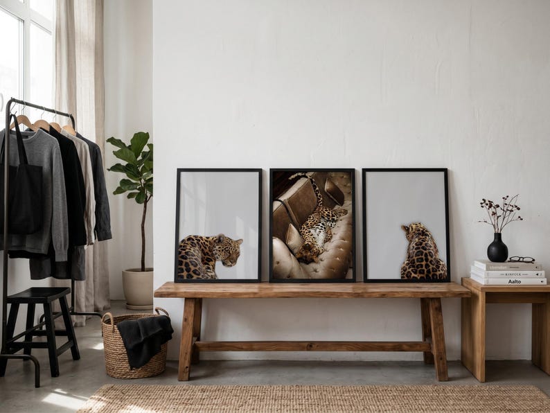 3 Piece Cheetah Wall Art | Cheetah Poster | Dopamine Decor | Black and White Luxury Fashion Poster | Hypebeast Decor CPS1 image 4