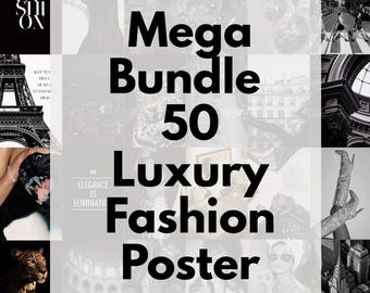 Luxury Fashion Poster Set 50, Mega Bundle Luxury Fashion Poster | Cheetah Poster, Doberman Poster | Luxury Fashion Print, Hypebeast Decor