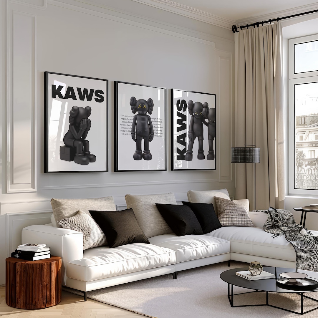 KAWS Figure Poster Set of 3: Hypebeast Room Decor, Dopamine Wall