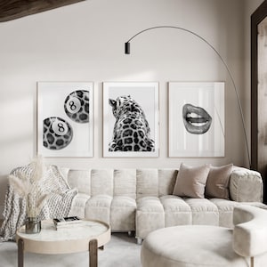 3 Piece Cheetah Wall Art | Cheetah Poster | Dopamine Decor | Black and White Luxury Fashion Poster | Hypebeast Decor, 8 Ball Print CPS1 image 11