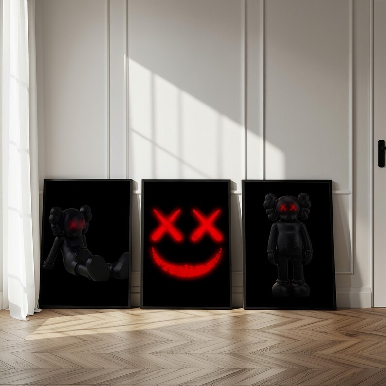 KAWS Figur Poster 3er Set: Hypebeast Dekor, Dopamin Wandkunst (Digitaler Download) KPS3 Bild 3