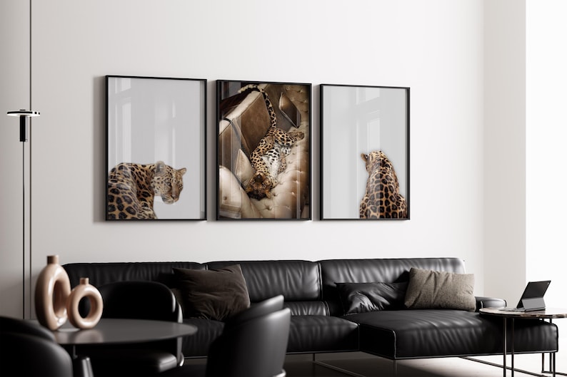 3 Piece Cheetah Wall Art | Cheetah Poster | Dopamine Decor | Black and White Luxury Fashion Poster | Hypebeast Decor CPS1 image 10