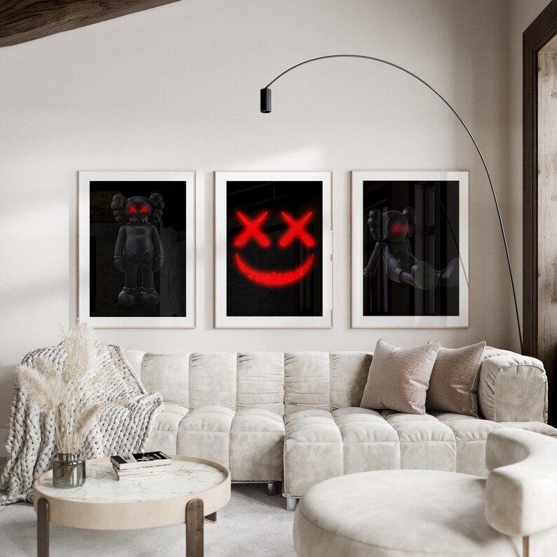 KAWS Figur Poster 3er Set: Hypebeast Dekor, Dopamin Wandkunst (Digitaler Download) KPS3 Bild 12