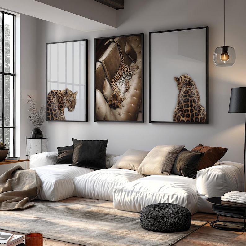3 Piece Cheetah Wall Art | Cheetah Poster | Dopamine Decor | Black and White Luxury Fashion Poster | Hypebeast Decor CPS1 image 15