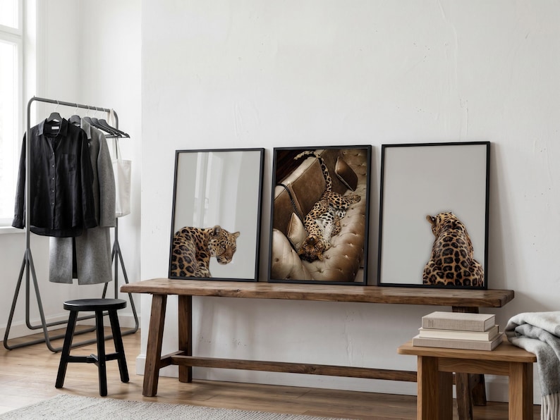 3 Piece Cheetah Wall Art | Cheetah Poster | Dopamine Decor | Black and White Luxury Fashion Poster | Hypebeast Decor CPS1 image 3