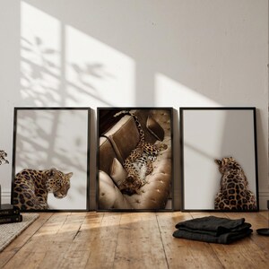 3 Piece Cheetah Wall Art | Cheetah Poster | Dopamine Decor | Black and White Luxury Fashion Poster | Hypebeast Decor CPS1 image 2