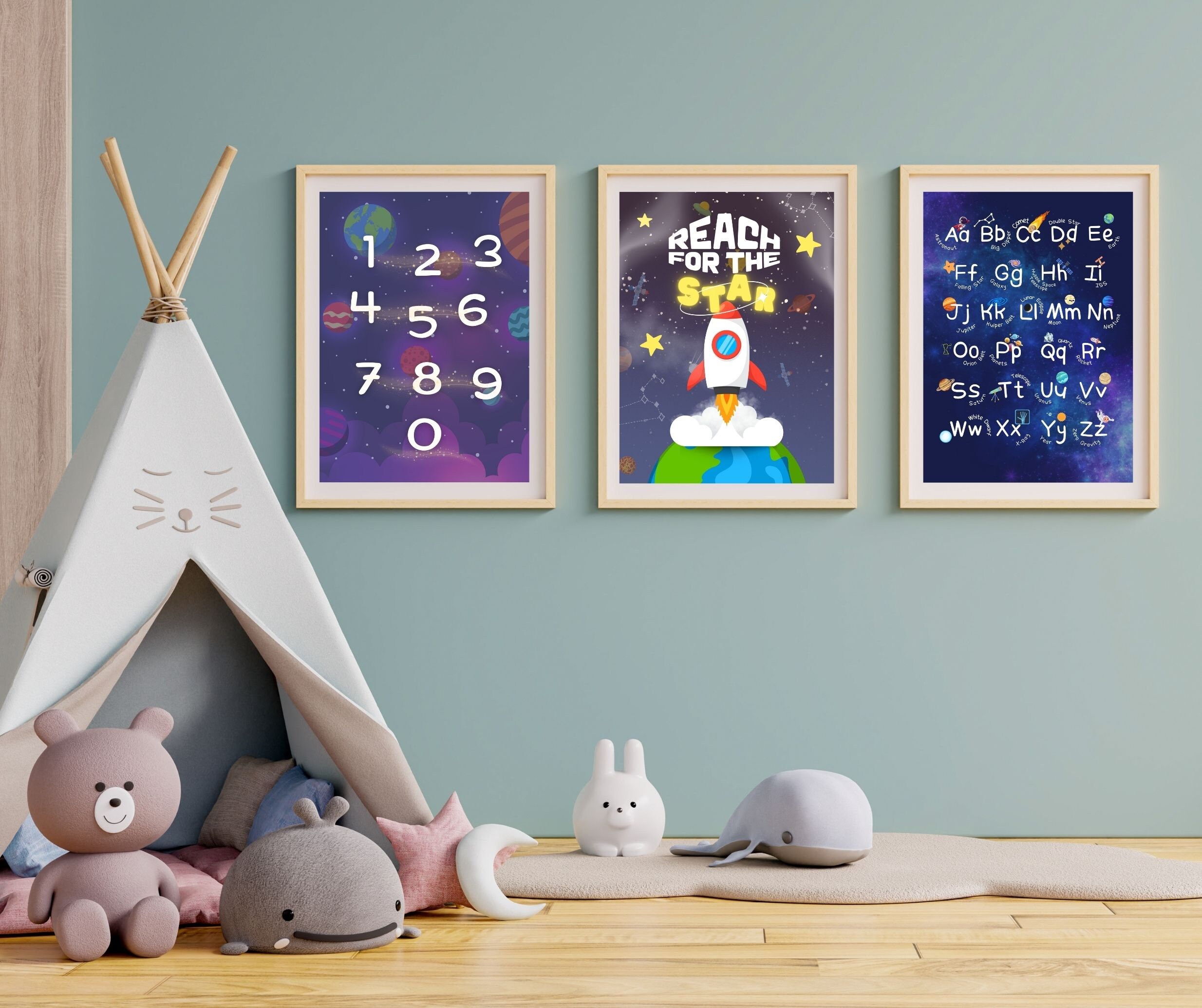 Outer Space Wall Art Set for Kids Room Sets of 6 Nursery - Etsy