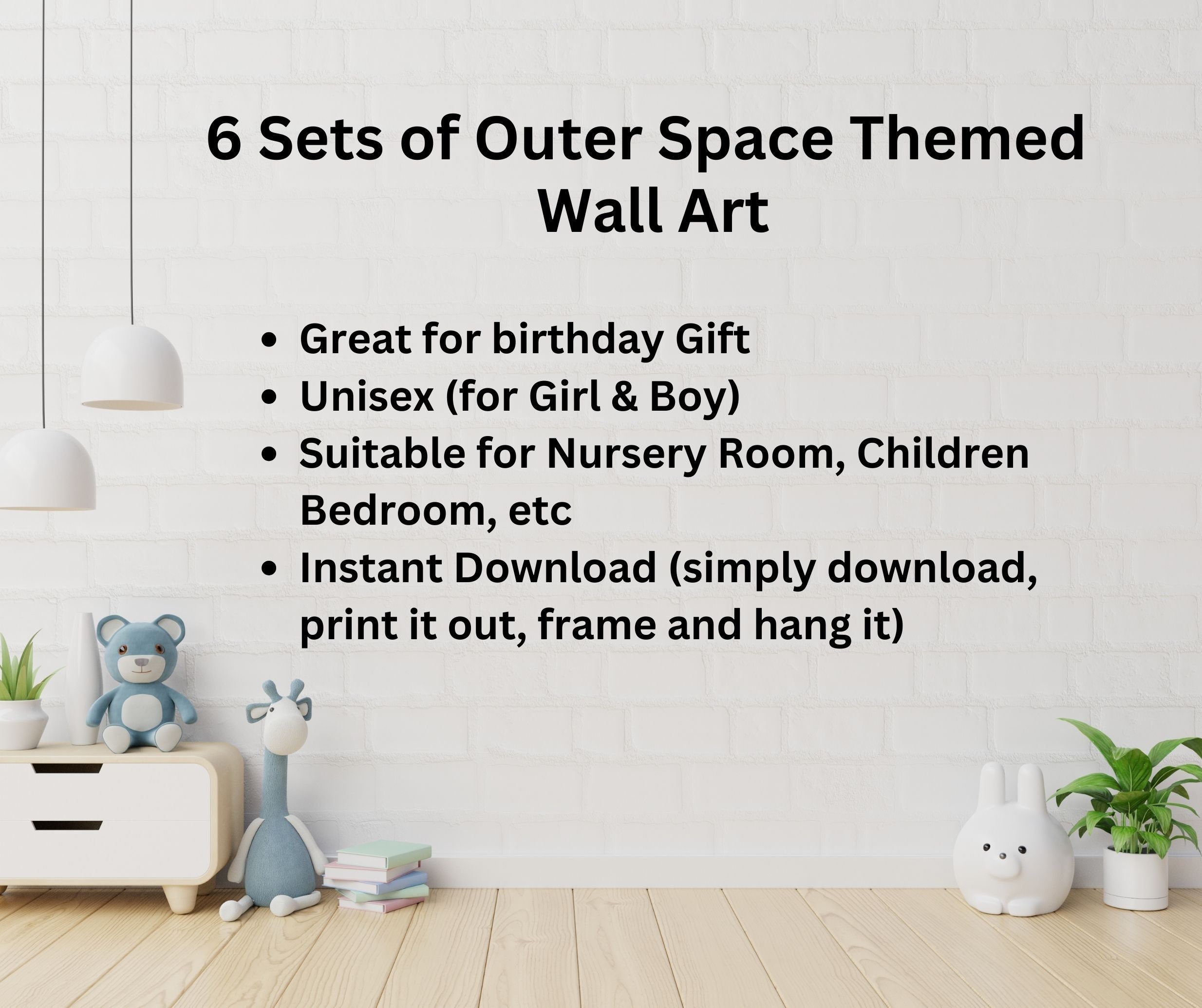 Outer Space Wall Art Set for Kids Room Sets of 6 Nursery - Etsy