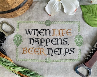 Life Happens PDF Cross Stitch Pattern