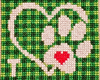 Paw On My Heart PDF Cross Stitch Pattern