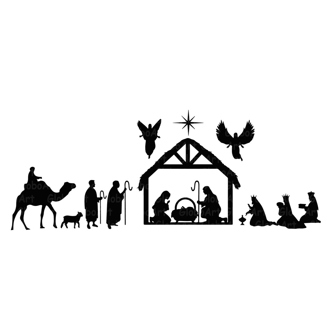 Nativity Scene SVG, 2 Nativity SVG, PNG, Eps, Dxf, Jpg, Pdf, Ai Instant ...