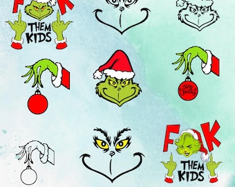 Grinch Christmas SVG Cut Files, Holiday Shirt Design (Digital Download)