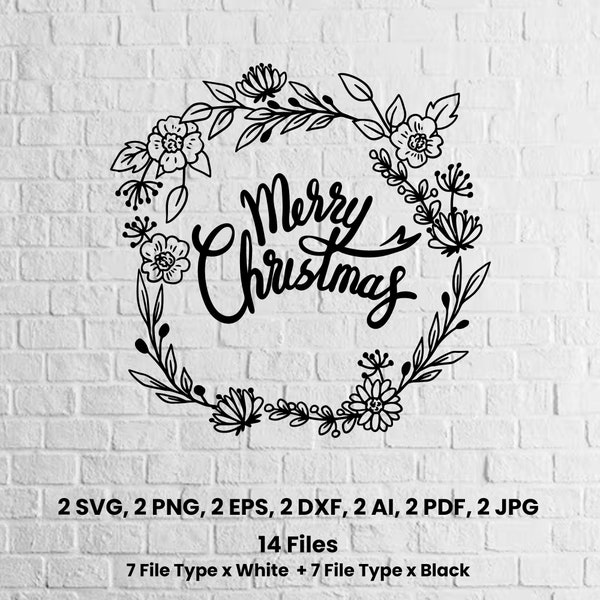 Christmas SVG PNG JPEG, Christmas Window Decoration, Wreath, Free Commercial Use, Silhouette Cameo, Cricut, Shop Decoration, Black and white