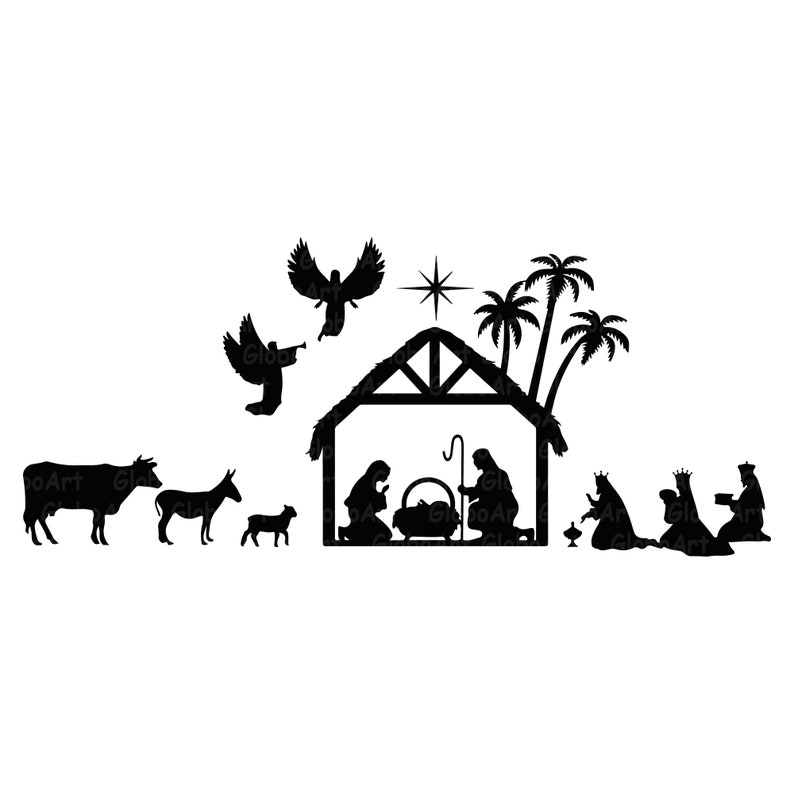 Nativity Scene SVG, 2 Nativity SVG, PNG, Eps, Dxf, Jpg, Pdf, Ai Instant ...