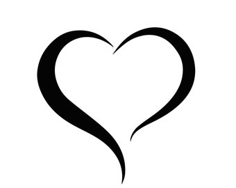 オープンハート SVG、白黒ベクターグラフィック（デジタルダウンロード）