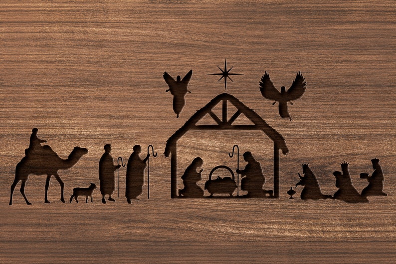 Nativity Scene SVG, 2 Nativity SVG, PNG, Eps, Dxf, Jpg, Pdf, Ai Instant ...