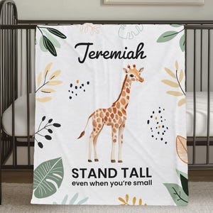 Personalised Name Blanket, Custom Newborn Blanket, Cute Giraffe Blanket, Safari Animal Nursery Decor, Newborn Keepsake, Baby Shower Gift