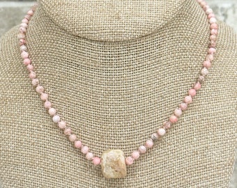 Pink Opal Rhodolite Beaded Necklace