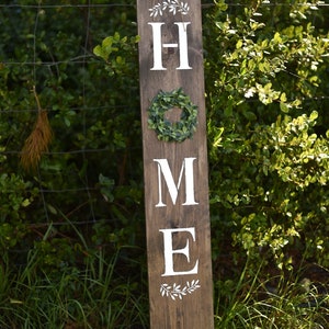 Home Sign with Greenery Detail Porch Sign