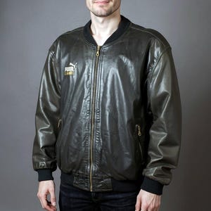 80〜90s PUMA レザー テーラードジャケット カバーオール メタルボタン Vintage 80s Puma Leather Bomber Jacket Men's XL - Etsy