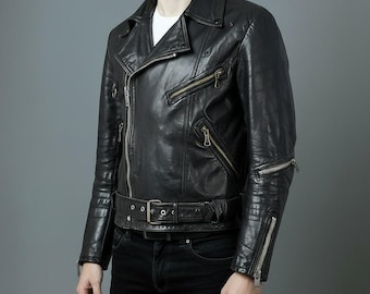 Vintage 70s Scandinavian Leather Biker Jacket: Jofama Petroff