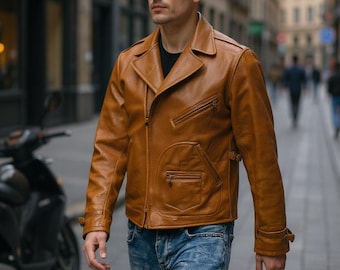 Vintage 90s Polo Ralph Lauren Cowhide Leather Biker Jacket