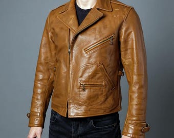Vintage 90s Polo Ralph Lauren Cowhide Leather Biker Jacket